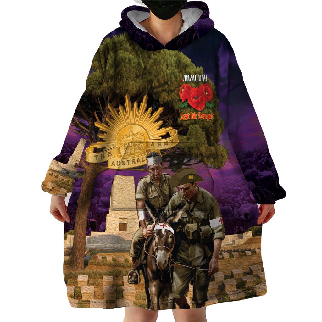 Australia ANZAC Day Wearable Blanket Hoodie Lonesome Pine Australian Army With Donkey