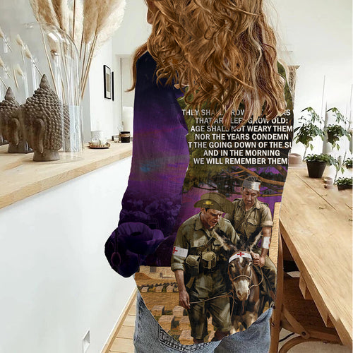 Australia ANZAC Day Women Casual Shirt Lonesome Pine Australian Army With Donkey