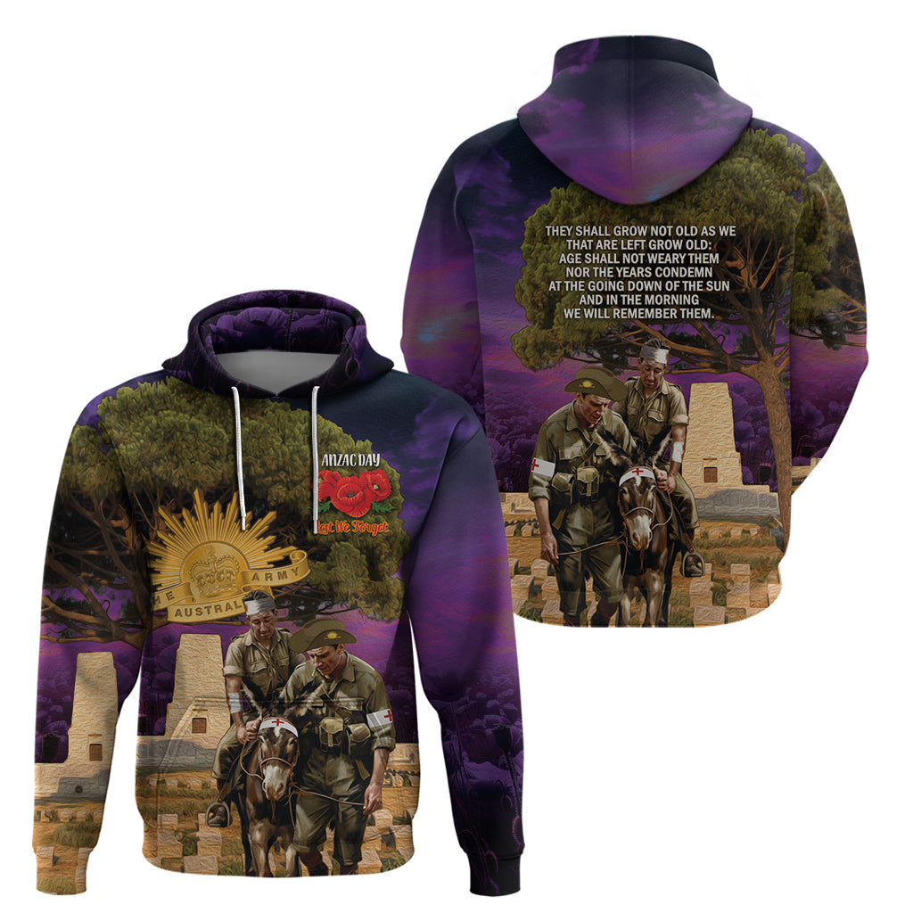 Australia ANZAC Day Zip Hoodie Lonesome Pine Australian Army With Donkey