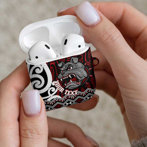 Personalised Aotearoa Bulldog AirPods Case New Zealand Maori Taniko Art - Aussie Hoodie