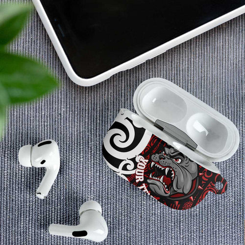 Personalised Aotearoa Bulldog AirPods Case New Zealand Maori Taniko Art - Aussie Hoodie