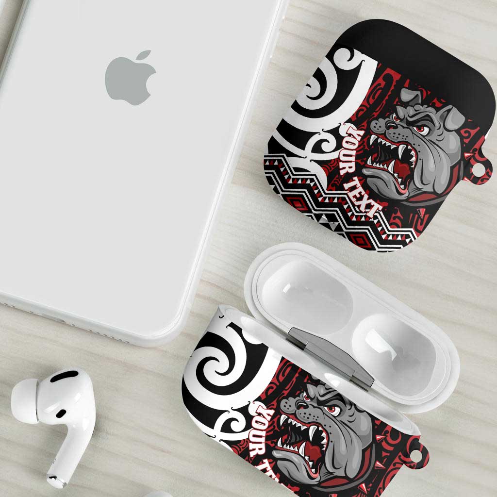 Personalised Aotearoa Bulldog AirPods Case New Zealand Maori Taniko Art - Aussie Hoodie