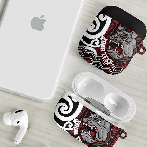 Personalised Aotearoa Bulldog AirPods Case New Zealand Maori Taniko Art - Aussie Hoodie