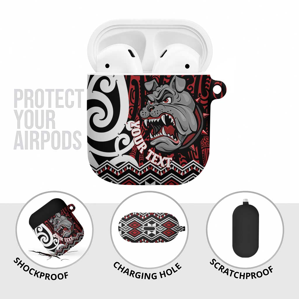 Personalised Aotearoa Bulldog AirPods Case New Zealand Maori Taniko Art - Aussie Hoodie