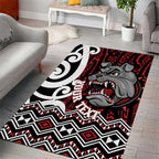Personalised Aotearoa Bulldog Area Rug New Zealand Maori Taniko Art