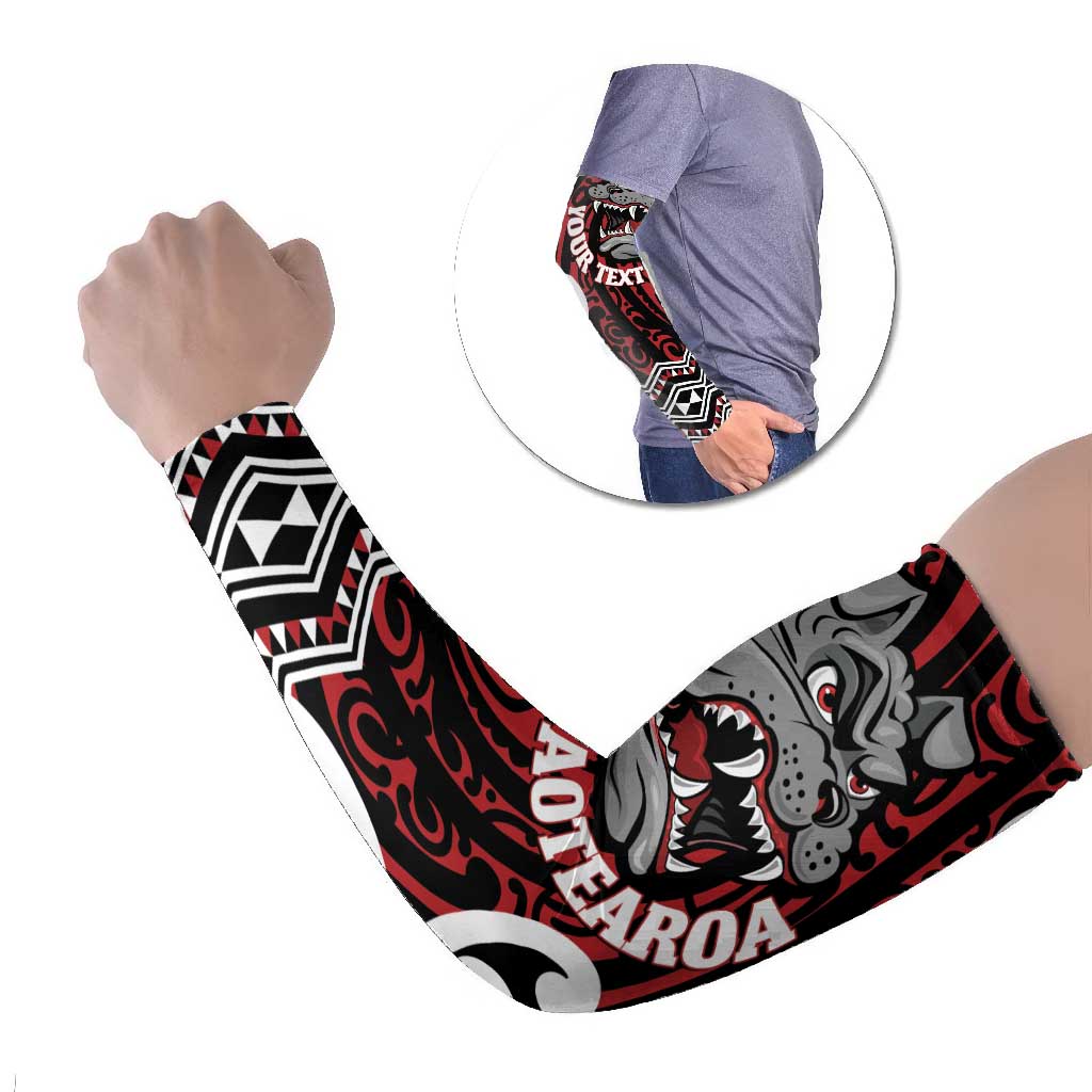 Personalised Aotearoa Bulldog Arm Sleeves New Zealand Maori Taniko Art - Aussie Hoodie