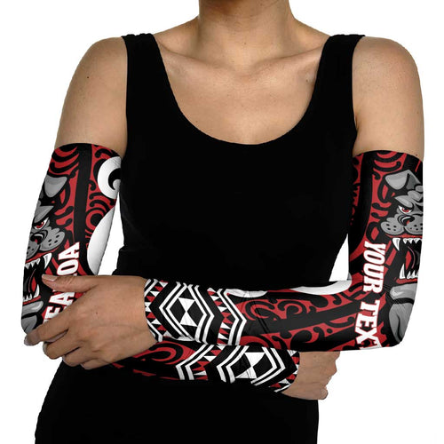 Personalised Aotearoa Bulldog Arm Sleeves New Zealand Maori Taniko Art - Aussie Hoodie