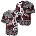 Personalised Aotearoa Bulldog Baseball Jersey New Zealand Maori Taniko Art