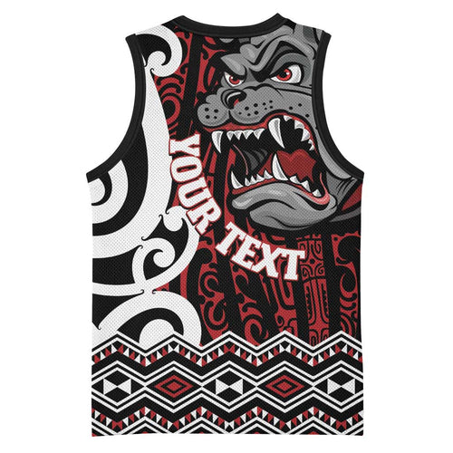 Personalised Aotearoa Bulldog Basketball Jersey New Zealand Maori Taniko Art - Aussie Hoodie