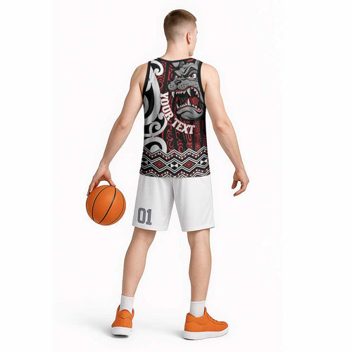 Personalised Aotearoa Bulldog Basketball Jersey New Zealand Maori Taniko Art - Aussie Hoodie