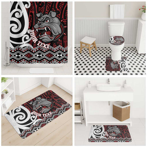 Personalised Aotearoa Bulldog Bathroom Set New Zealand Maori Taniko Art - Aussie Hoodie