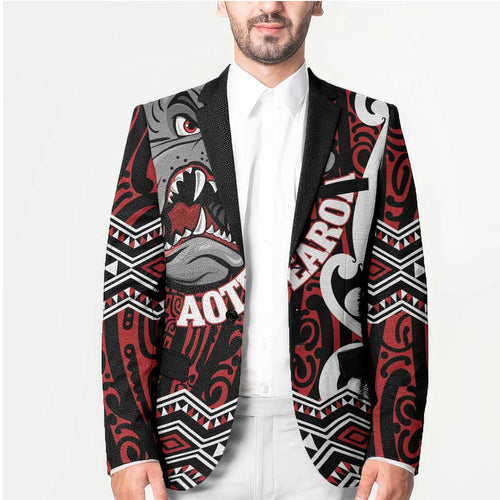 Personalised Aotearoa Bulldog Blazer New Zealand Maori Taniko Art - Aussie Hoodie