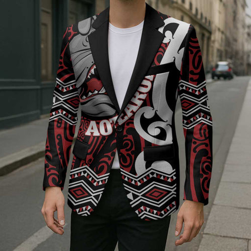Personalised Aotearoa Bulldog Blazer New Zealand Maori Taniko Art - Aussie Hoodie