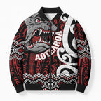 Personalised Aotearoa Bulldog Bomber Puffer Jacket New Zealand Maori Taniko Art - Aussie Hoodie