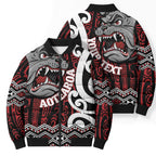 Personalised Aotearoa Bulldog Bomber Puffer Jacket New Zealand Maori Taniko Art - Aussie Hoodie