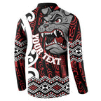 Personalised Aotearoa Bulldog Button Sweatshirt New Zealand Maori Taniko Art