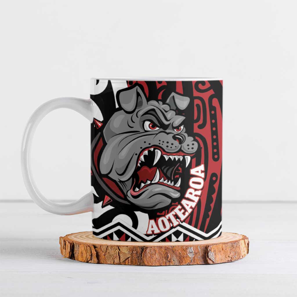 Personalised Aotearoa Bulldog Ceramic Mug New Zealand Maori Taniko Art - Aussie Hoodie