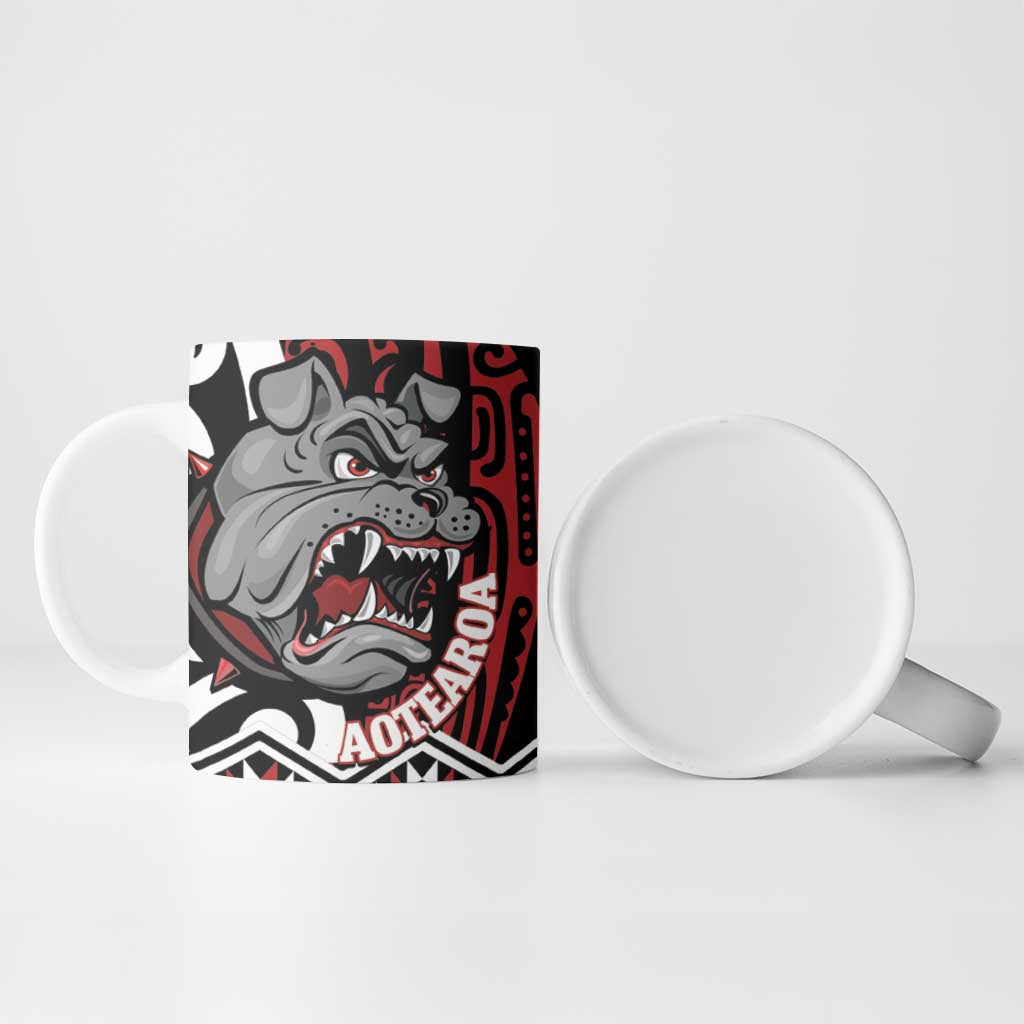 Personalised Aotearoa Bulldog Ceramic Mug New Zealand Maori Taniko Art - Aussie Hoodie