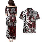 Personalised Aotearoa Bulldog Couples Matching Puletasi and Hawaiian Shirt New Zealand Maori Taniko Art
