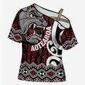 Personalised Aotearoa Bulldog Cross Shoulder Shirt New Zealand Maori Taniko Art - Aussie Hoodie