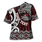 Personalised Aotearoa Bulldog Cross Shoulder Shirt New Zealand Maori Taniko Art - Aussie Hoodie