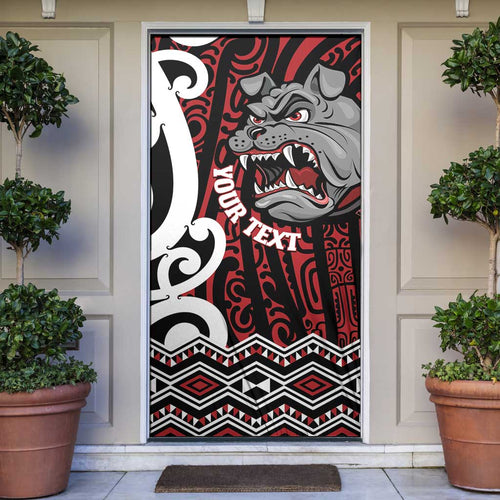 Personalised Aotearoa Bulldog Door Cover New Zealand Maori Taniko Art - Aussie Hoodie
