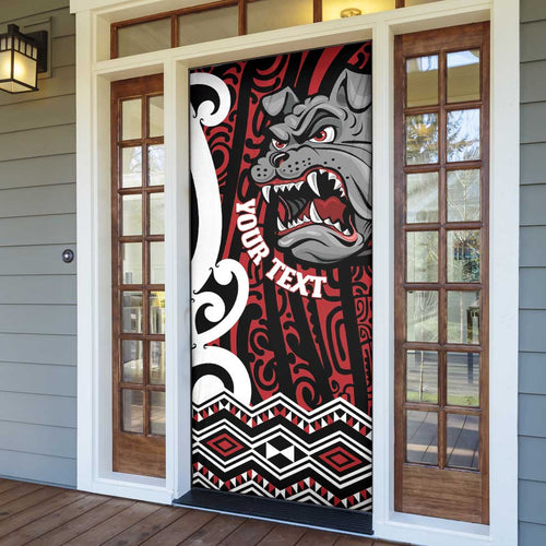 Personalised Aotearoa Bulldog Door Cover New Zealand Maori Taniko Art - Aussie Hoodie