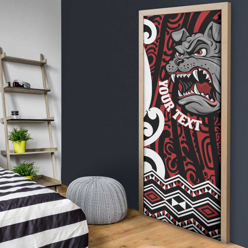 Personalised Aotearoa Bulldog Door Cover New Zealand Maori Taniko Art - Aussie Hoodie