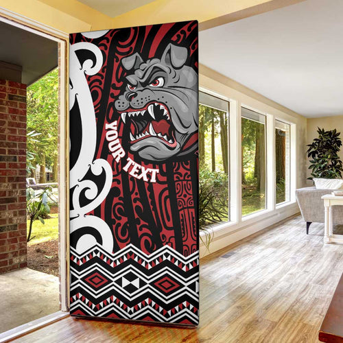 Personalised Aotearoa Bulldog Door Cover New Zealand Maori Taniko Art - Aussie Hoodie