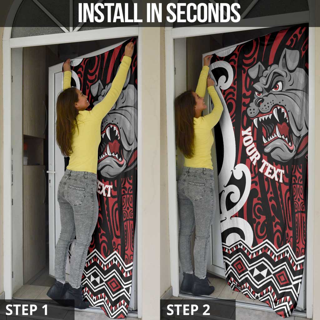 Personalised Aotearoa Bulldog Door Cover New Zealand Maori Taniko Art - Aussie Hoodie