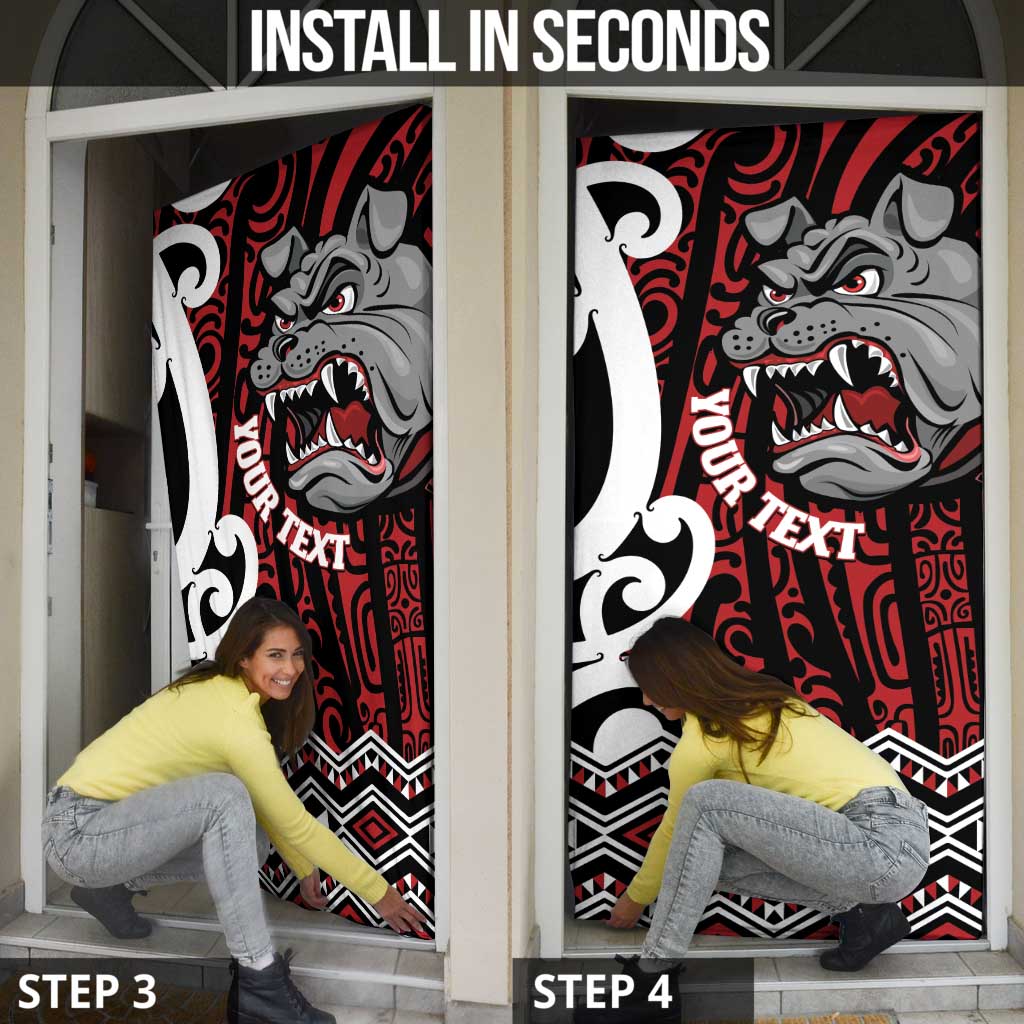 Personalised Aotearoa Bulldog Door Cover New Zealand Maori Taniko Art - Aussie Hoodie