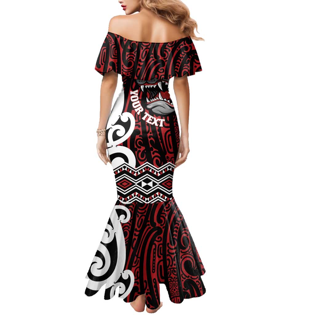 Personalised Aotearoa Bulldog Family Matching Mermaid Dress and Hawaiian Shirt New Zealand Maori Taniko Art