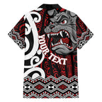 Personalised Aotearoa Bulldog Family Matching Short Sleeve Bodycon Dress and Hawaiian Shirt New Zealand Maori Taniko Art