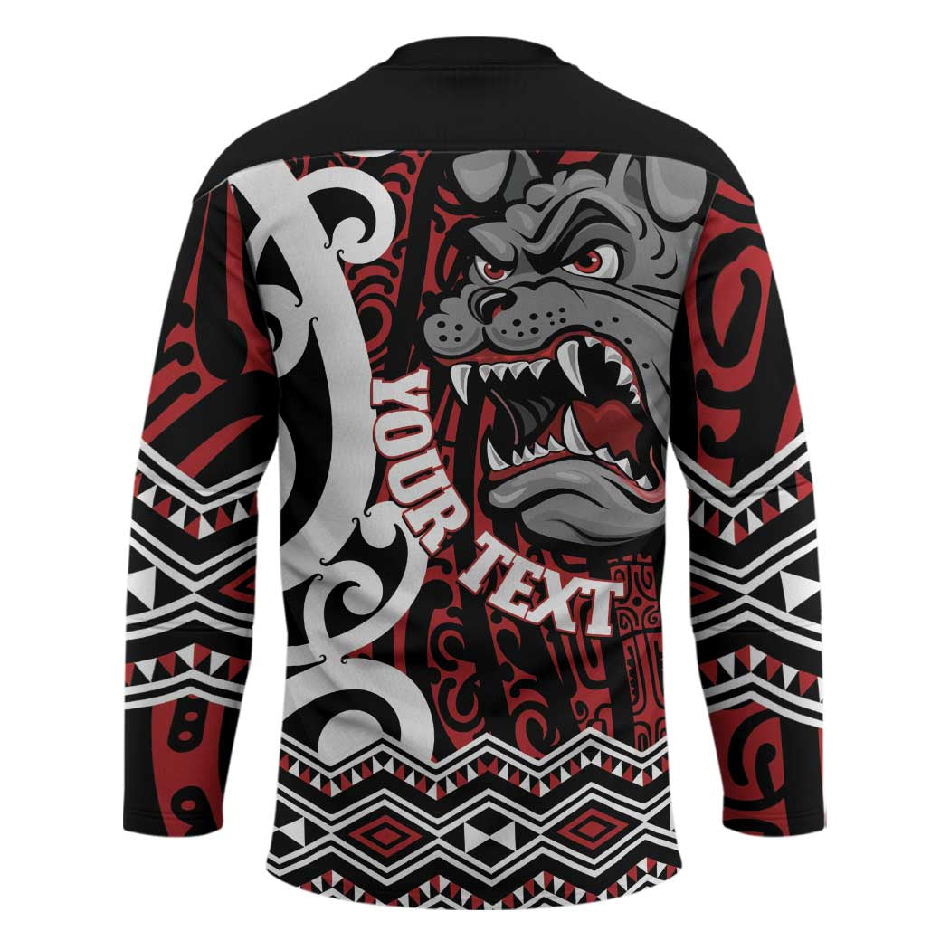 Personalised Aotearoa Bulldog Hockey Jersey New Zealand Maori Taniko Art - Aussie Hoodie