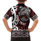Personalised Aotearoa Bulldog Kid Hawaiian Shirt New Zealand Maori Taniko Art