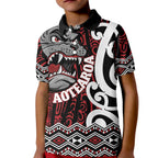 Personalised Aotearoa Bulldog Kid Polo Shirt New Zealand Maori Taniko Art