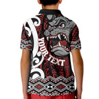 Personalised Aotearoa Bulldog Kid Polo Shirt New Zealand Maori Taniko Art