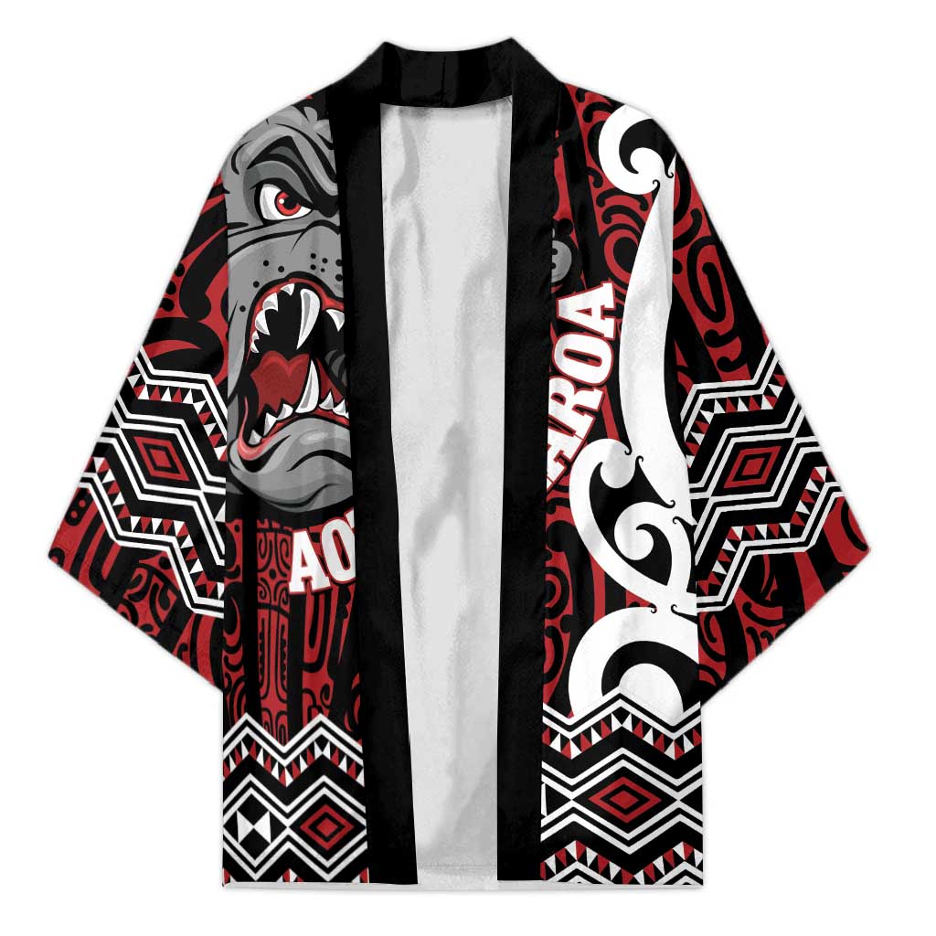 Personalised Aotearoa Bulldog Kimono New Zealand Maori Taniko Art - Aussie Hoodie