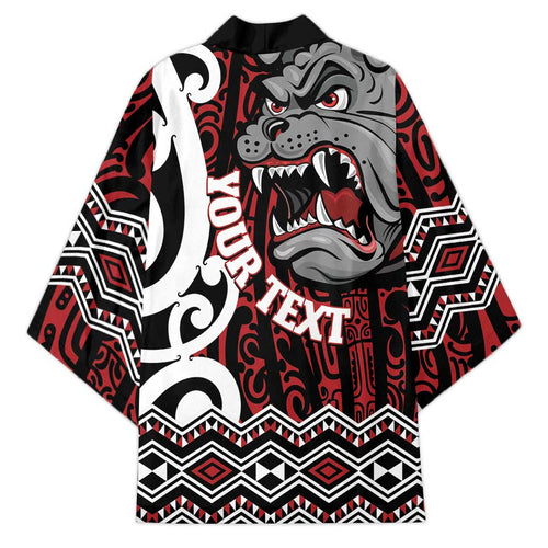 Personalised Aotearoa Bulldog Kimono New Zealand Maori Taniko Art - Aussie Hoodie