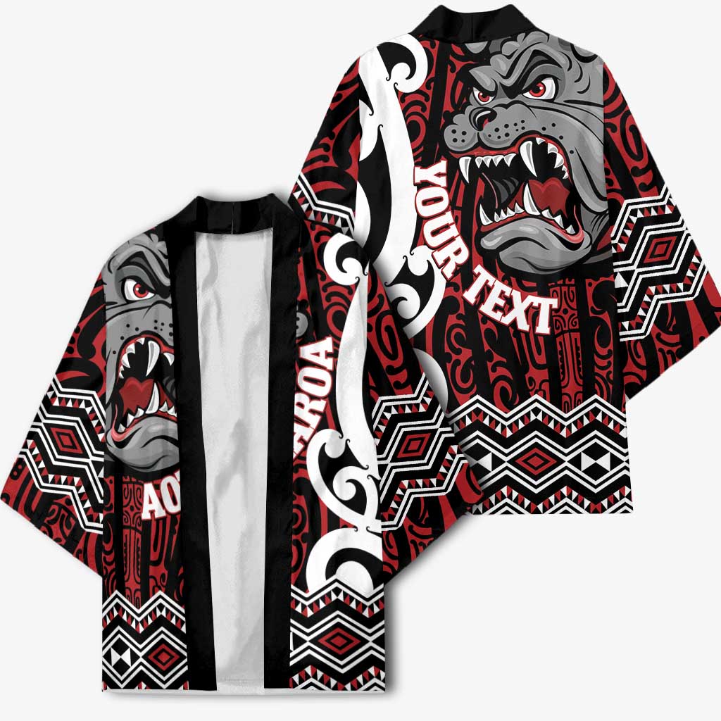 Personalised Aotearoa Bulldog Kimono New Zealand Maori Taniko Art - Aussie Hoodie