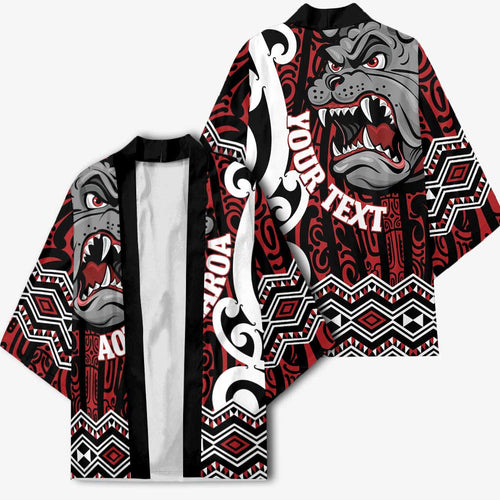 Personalised Aotearoa Bulldog Kimono New Zealand Maori Taniko Art - Aussie Hoodie