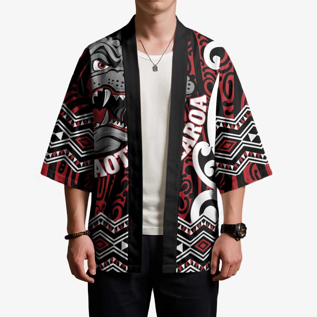 Personalised Aotearoa Bulldog Kimono New Zealand Maori Taniko Art - Aussie Hoodie