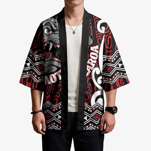 Personalised Aotearoa Bulldog Kimono New Zealand Maori Taniko Art - Aussie Hoodie