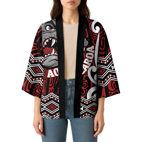 Personalised Aotearoa Bulldog Kimono New Zealand Maori Taniko Art - Aussie Hoodie