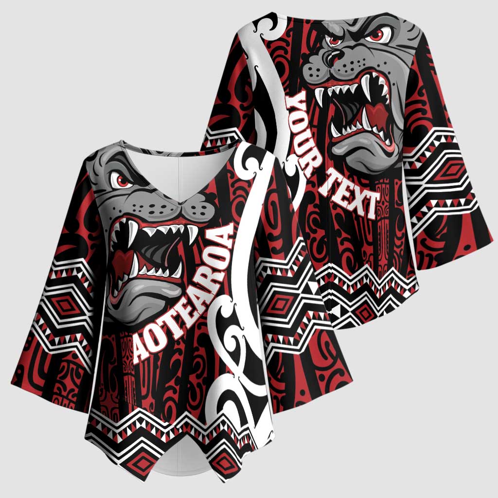 Personalised Aotearoa Bulldog Kimono Sleeve Blouse New Zealand Maori Taniko Art - Aussie Hoodie
