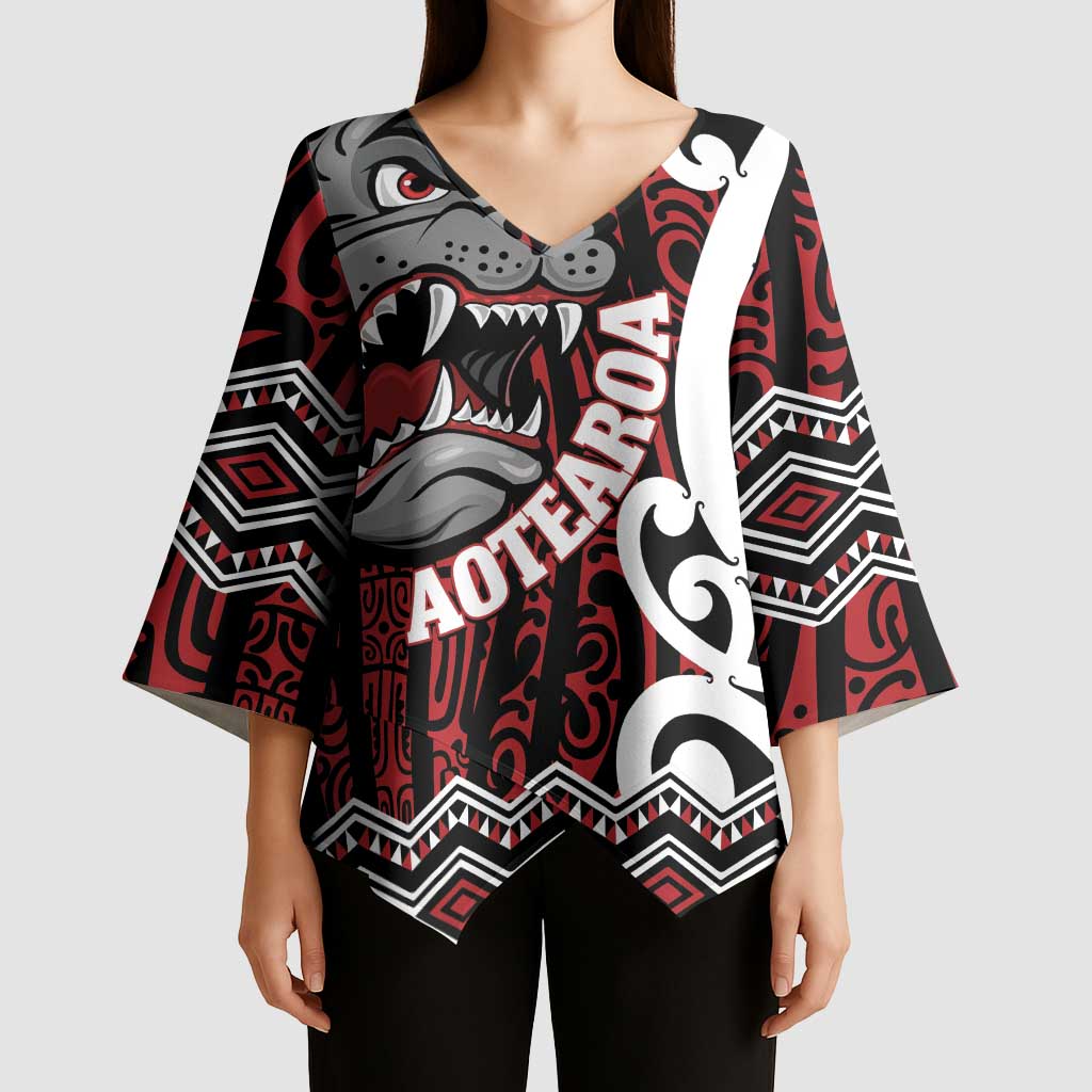 Personalised Aotearoa Bulldog Kimono Sleeve Blouse New Zealand Maori Taniko Art - Aussie Hoodie