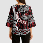 Personalised Aotearoa Bulldog Kimono Sleeve Blouse New Zealand Maori Taniko Art - Aussie Hoodie