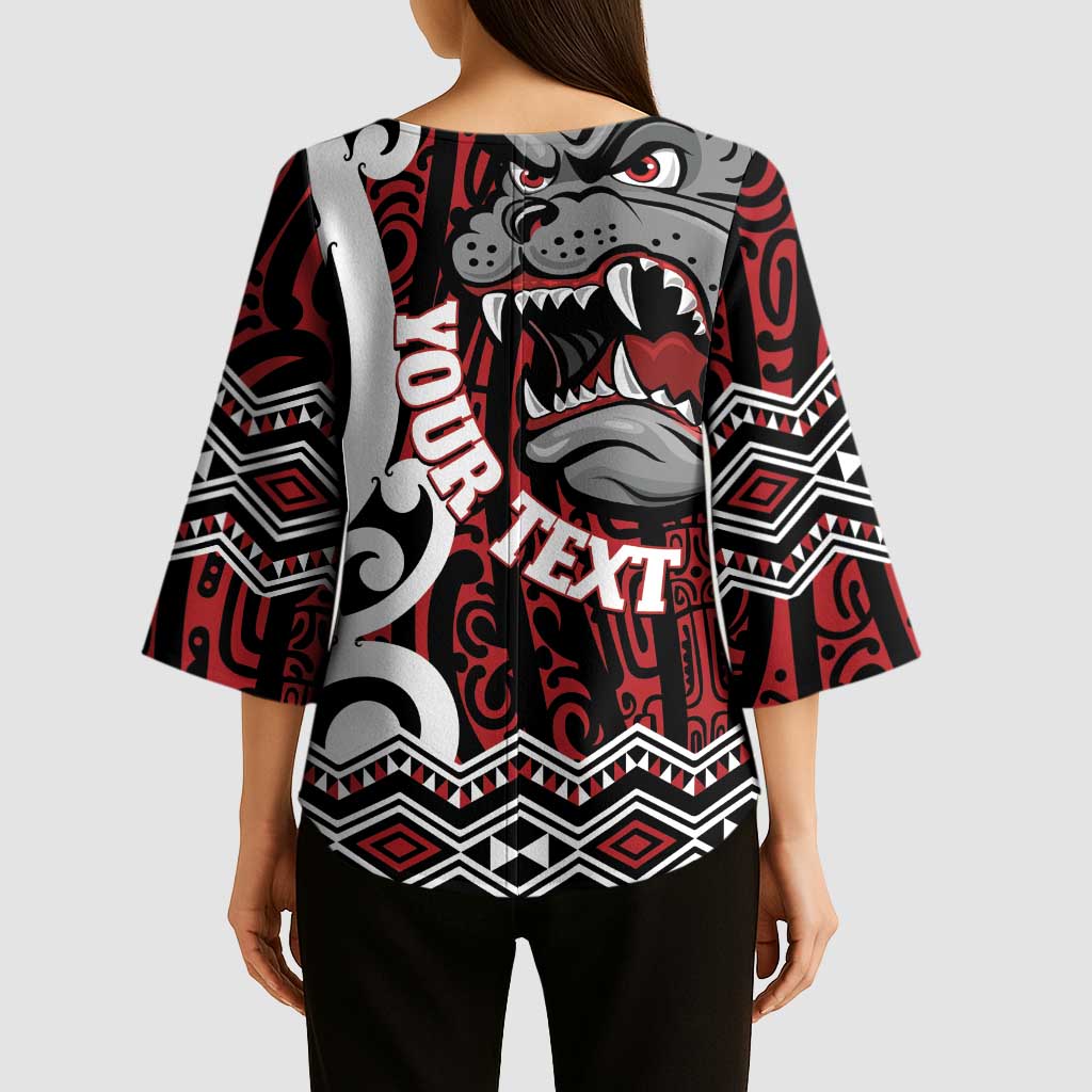 Personalised Aotearoa Bulldog Kimono Sleeve Blouse New Zealand Maori Taniko Art - Aussie Hoodie