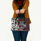Personalised Aotearoa Bulldog Leather Bag New Zealand Maori Taniko Art - Aussie Hoodie