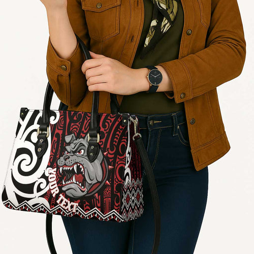 Personalised Aotearoa Bulldog Leather Bag New Zealand Maori Taniko Art - Aussie Hoodie